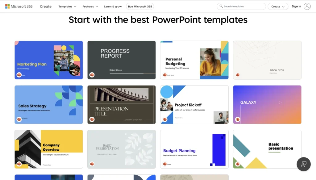 Microsoft 365 Powerpoint Templates presented Onlineshowing PowerPoint presentation examples